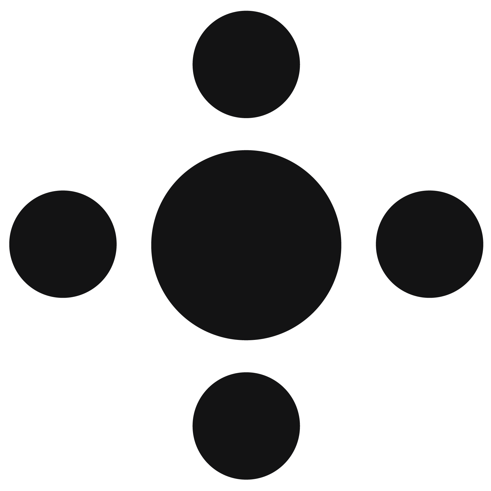 four dots encircling a dot